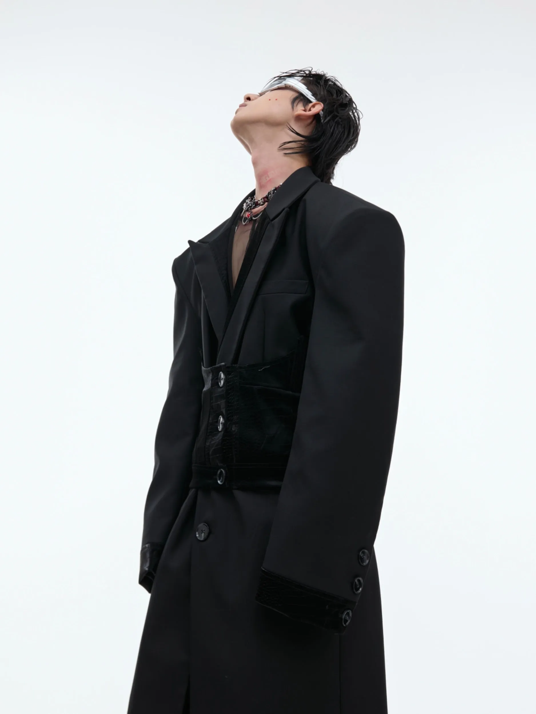 【24s Sep.】Black PU Long Trench Coat