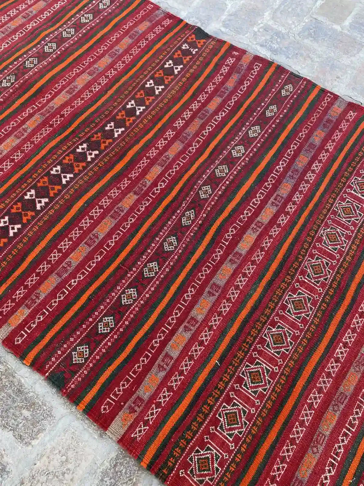 4'3 x 10'7 Afghan Nomad's Kilim - Bold Striped Design