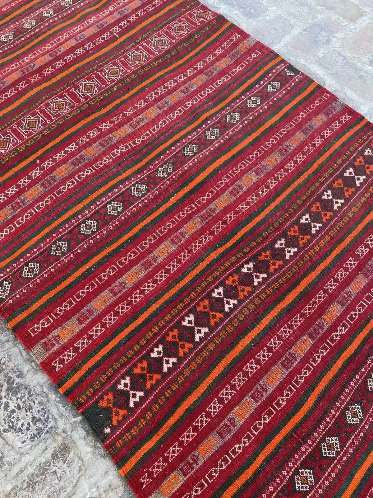 4'3 x 10'7 Afghan Nomad's Kilim - Bold Striped Design