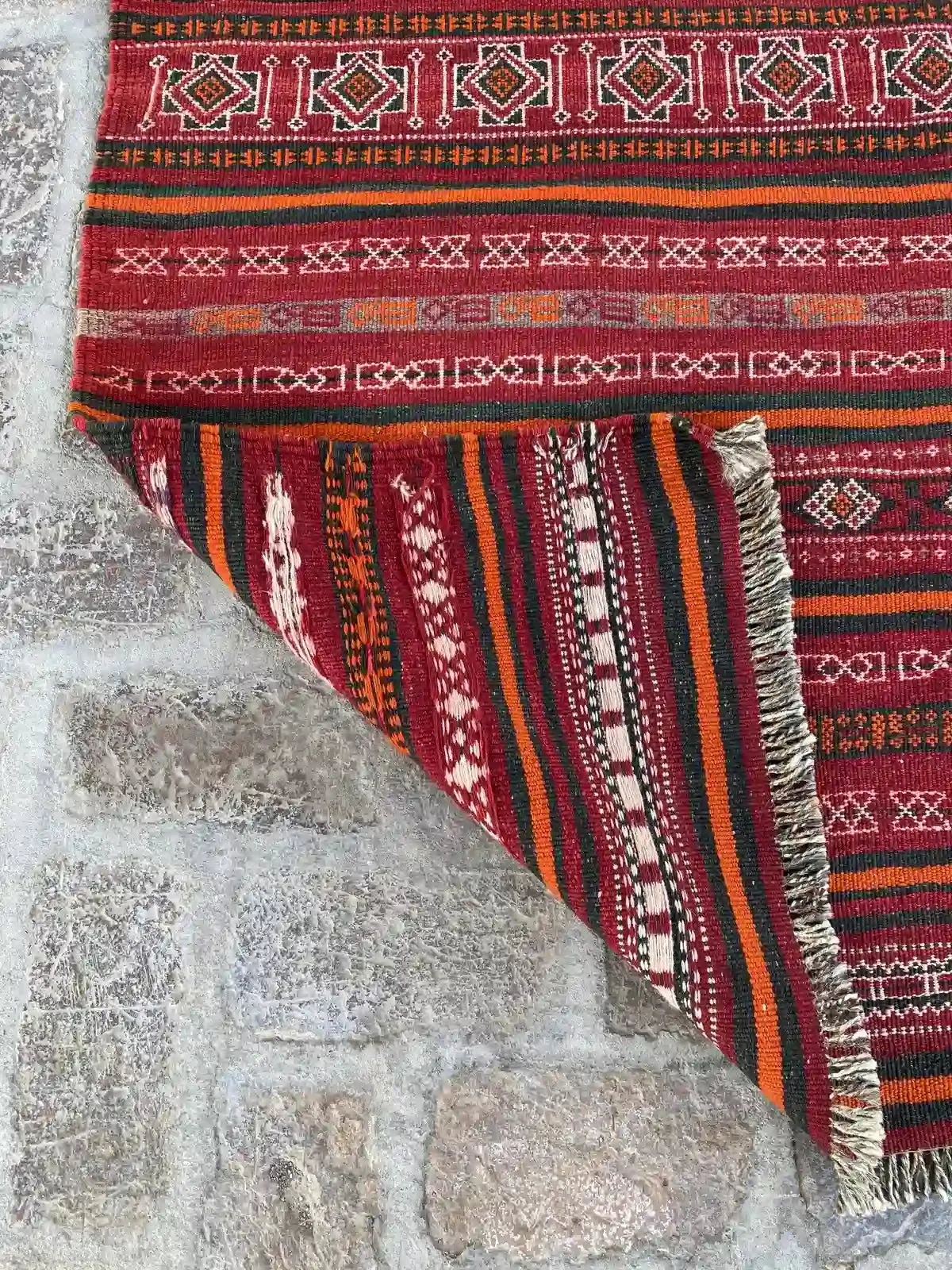 4'3 x 10'7 Afghan Nomad's Kilim - Bold Striped Design