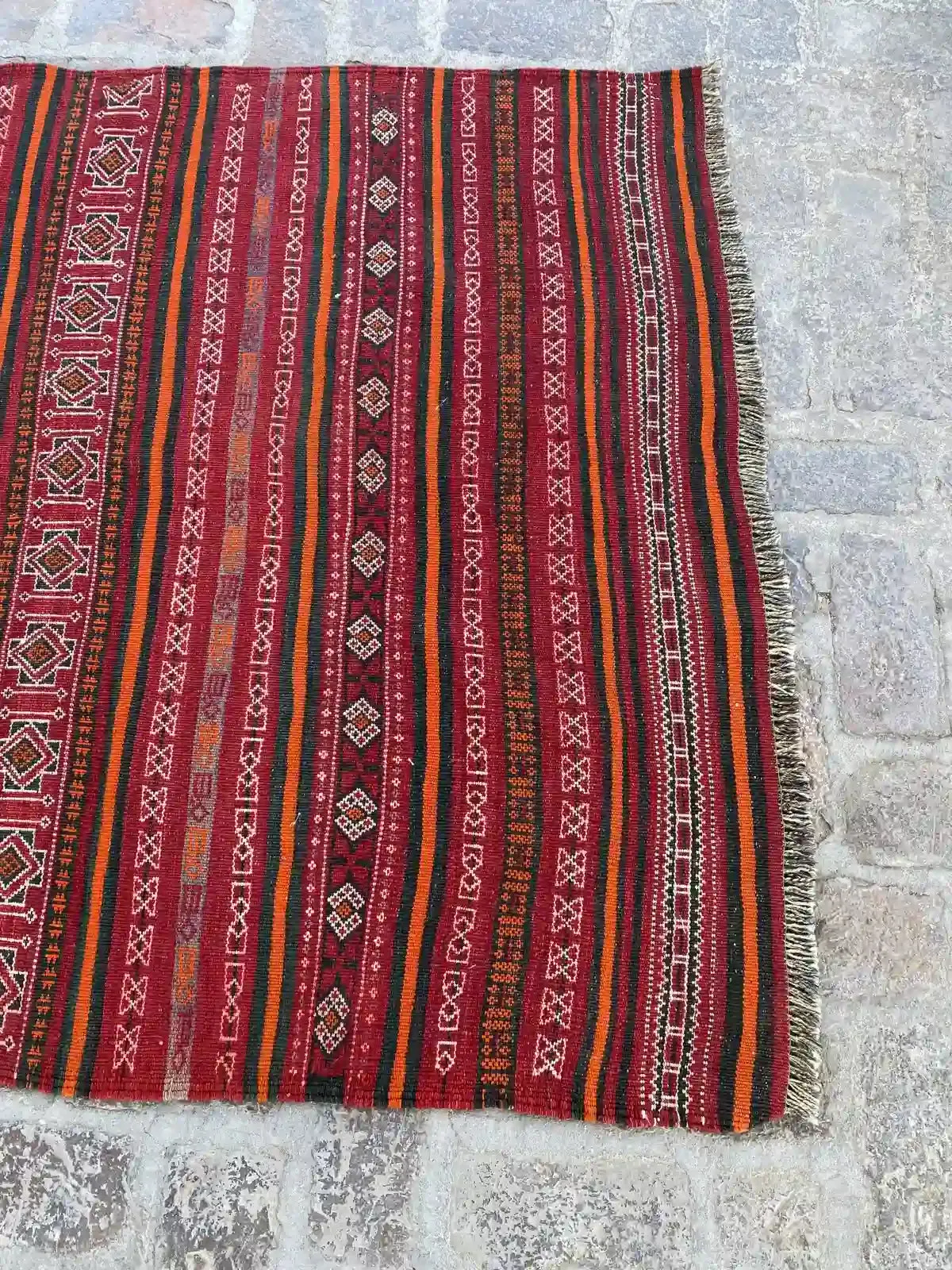 4'3 x 10'7 Afghan Nomad's Kilim - Bold Striped Design