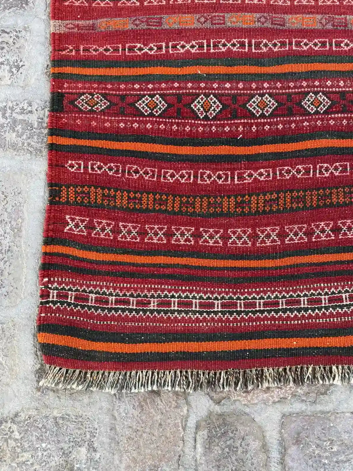 4'3 x 10'7 Afghan Nomad's Kilim - Bold Striped Design