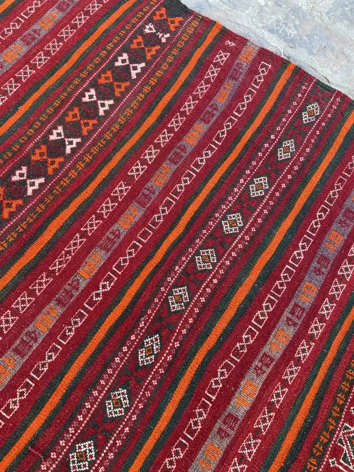 4'3 x 10'7 Afghan Nomad's Kilim - Bold Striped Design