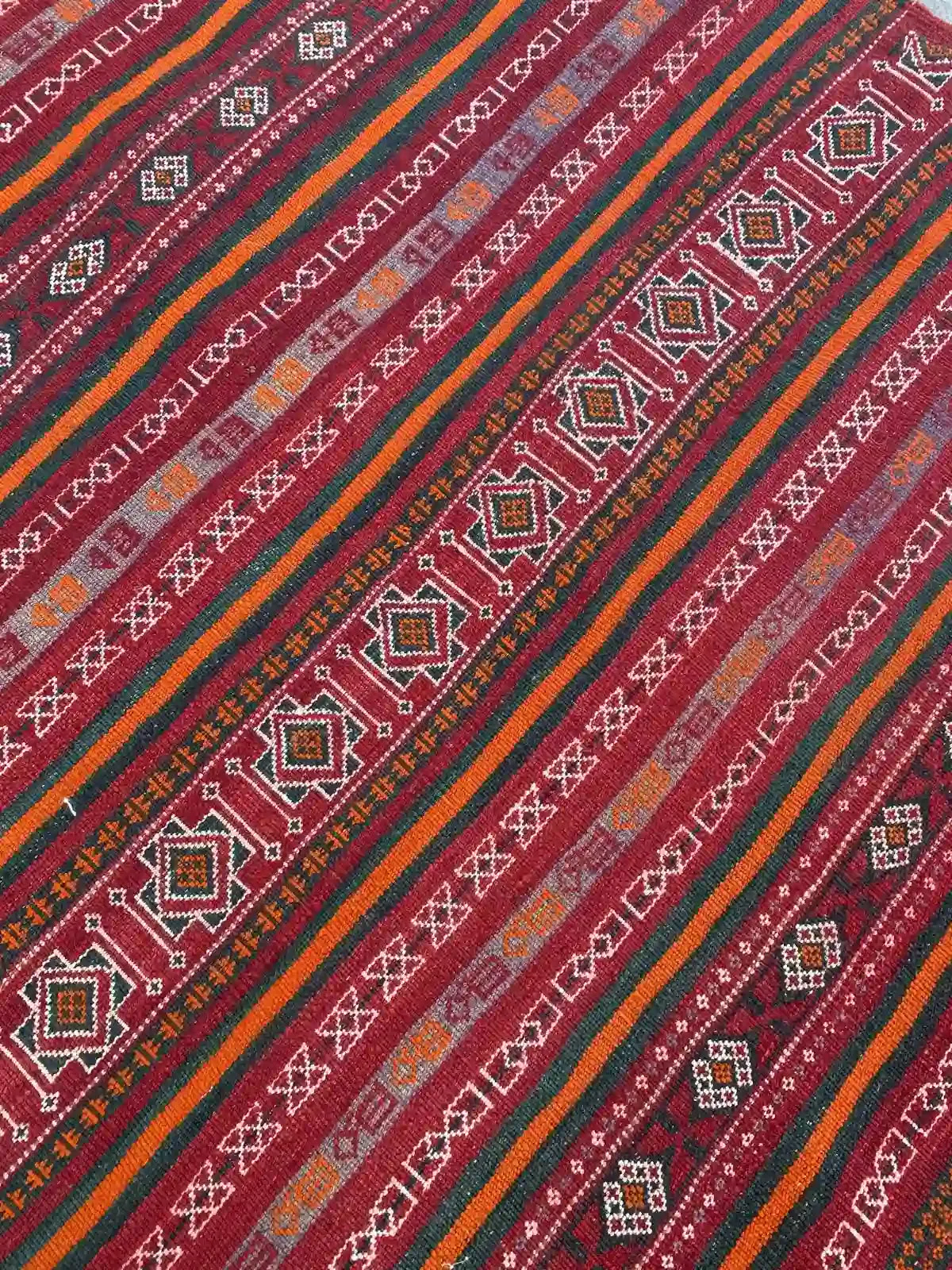 4'3 x 10'7 Afghan Nomad's Kilim - Bold Striped Design