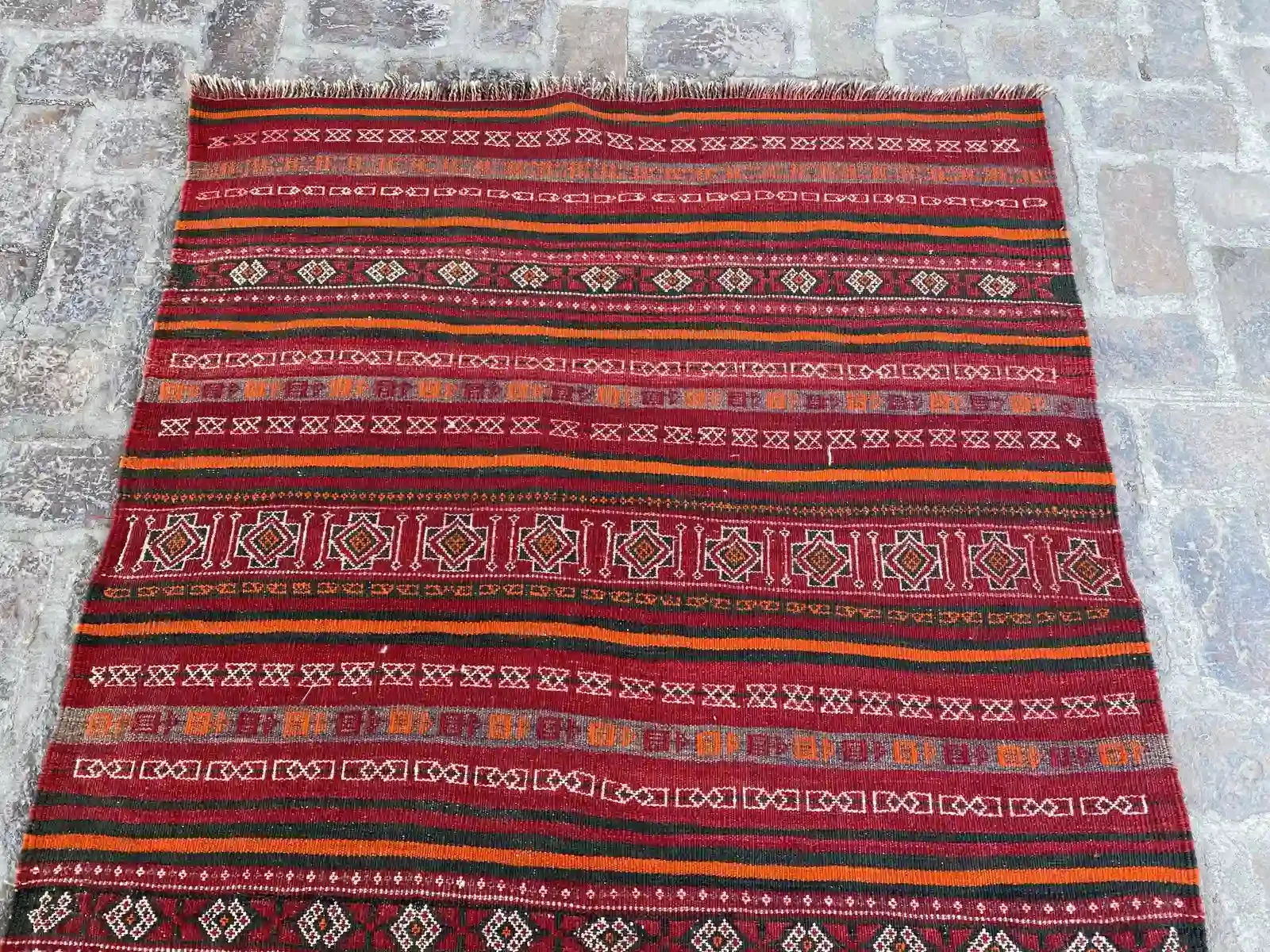 4'3 x 10'7 Afghan Nomad's Kilim - Bold Striped Design