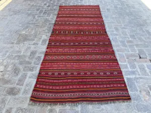 4'3 x 10'7 Afghan Nomad's Kilim - Bold Striped Design