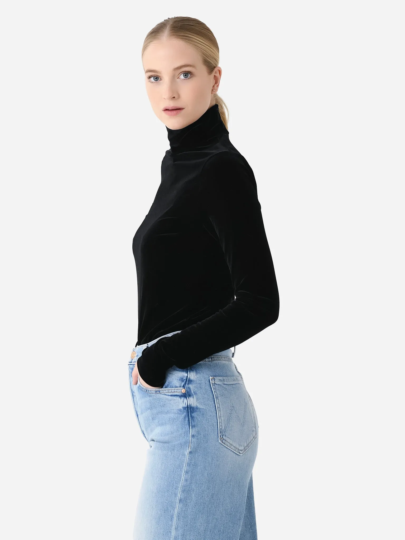 Agolde Women's Pascale Velvet Turtleneck