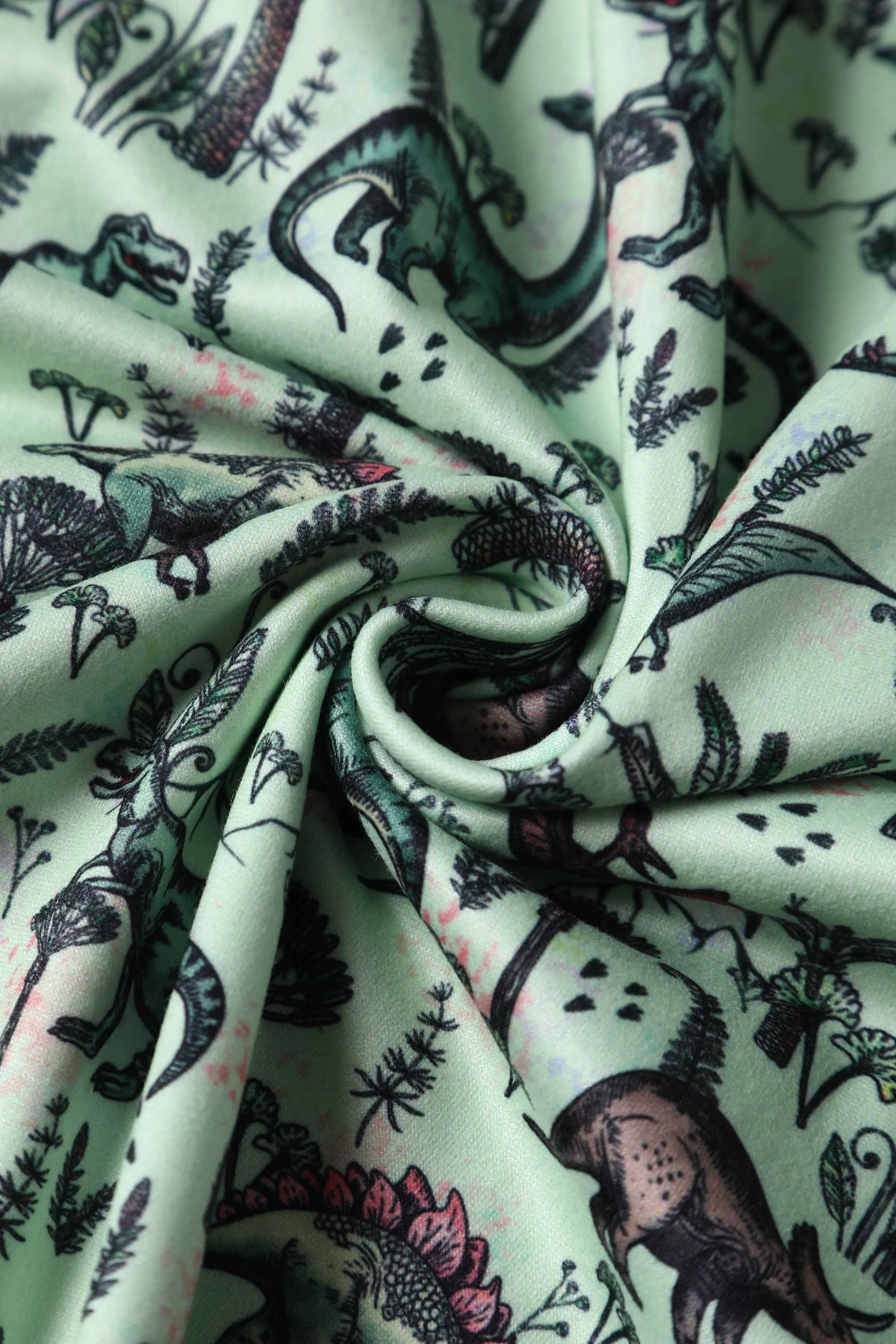 Billie Dinosaur Light Green Long Sleeved Dress