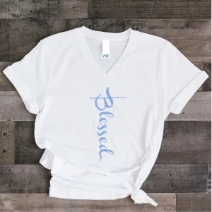 Blessed V-Neck Cotton T-Shirt