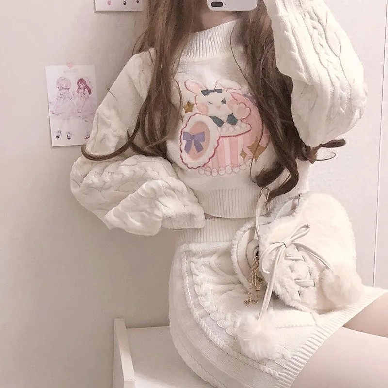 BunBun Knit Sweater & Skirt Set