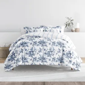 Cabbage Rose Reversible Down-Alternative Comforter Set