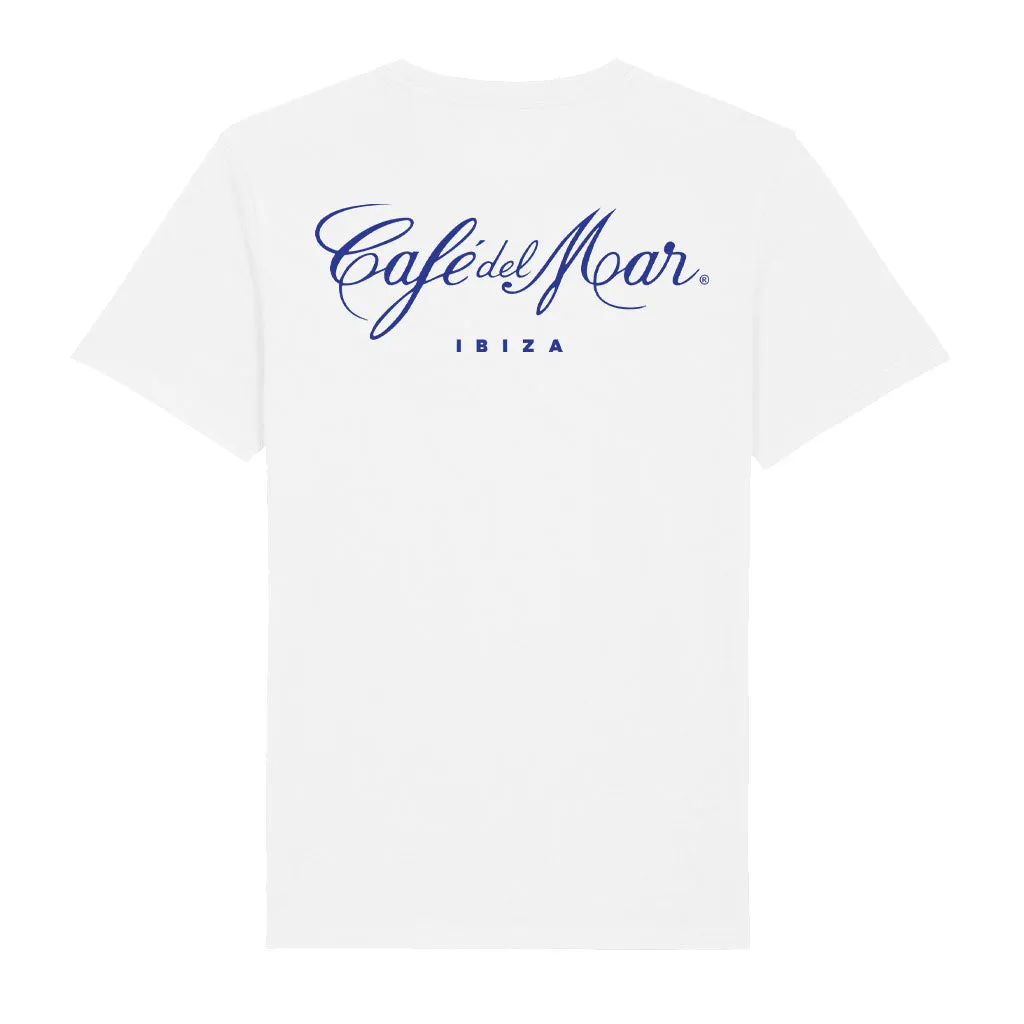 Café del Mar Ibiza Blue Logo Front And Back Print Men's V-Neck T-Shirt