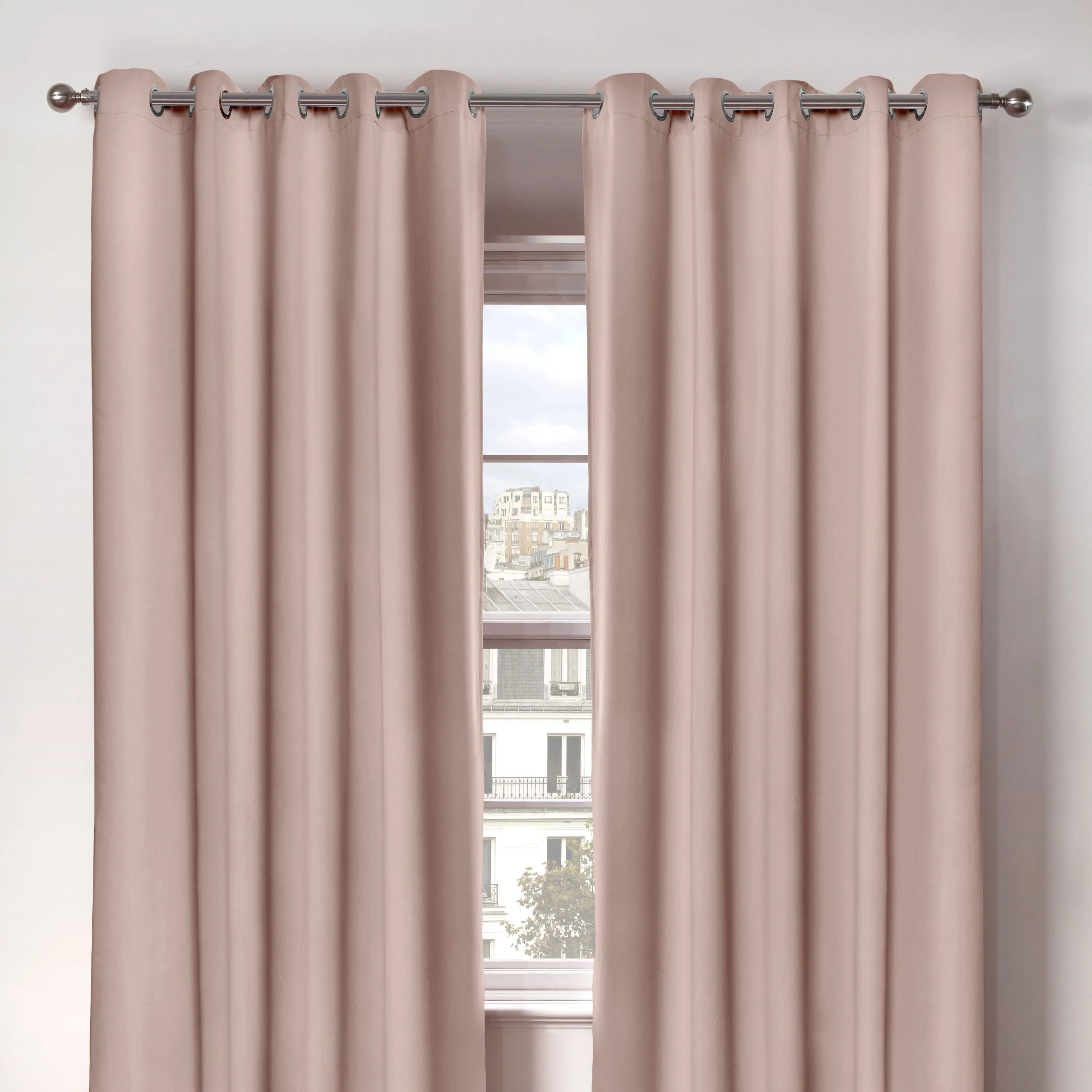 Cali Blush Pink Thermal Blackout Eyelet Curtains