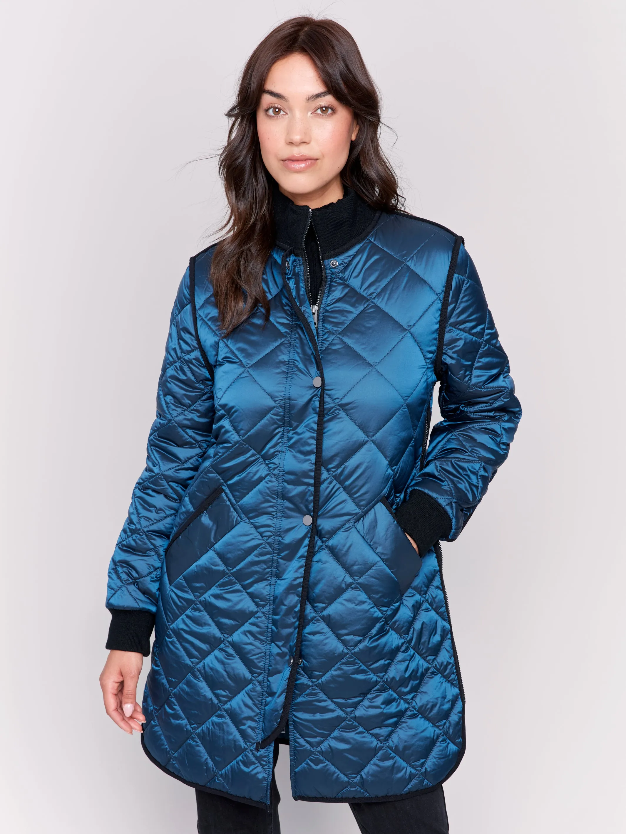 Charlie B Long Quilted Puffer