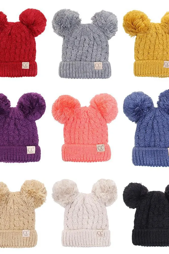 Children Double Pom C.C Beanie