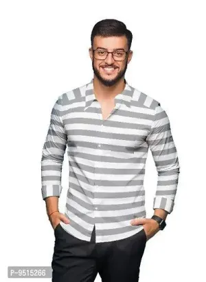 Classic Cotton Blend Striped Casual Shirts for Men