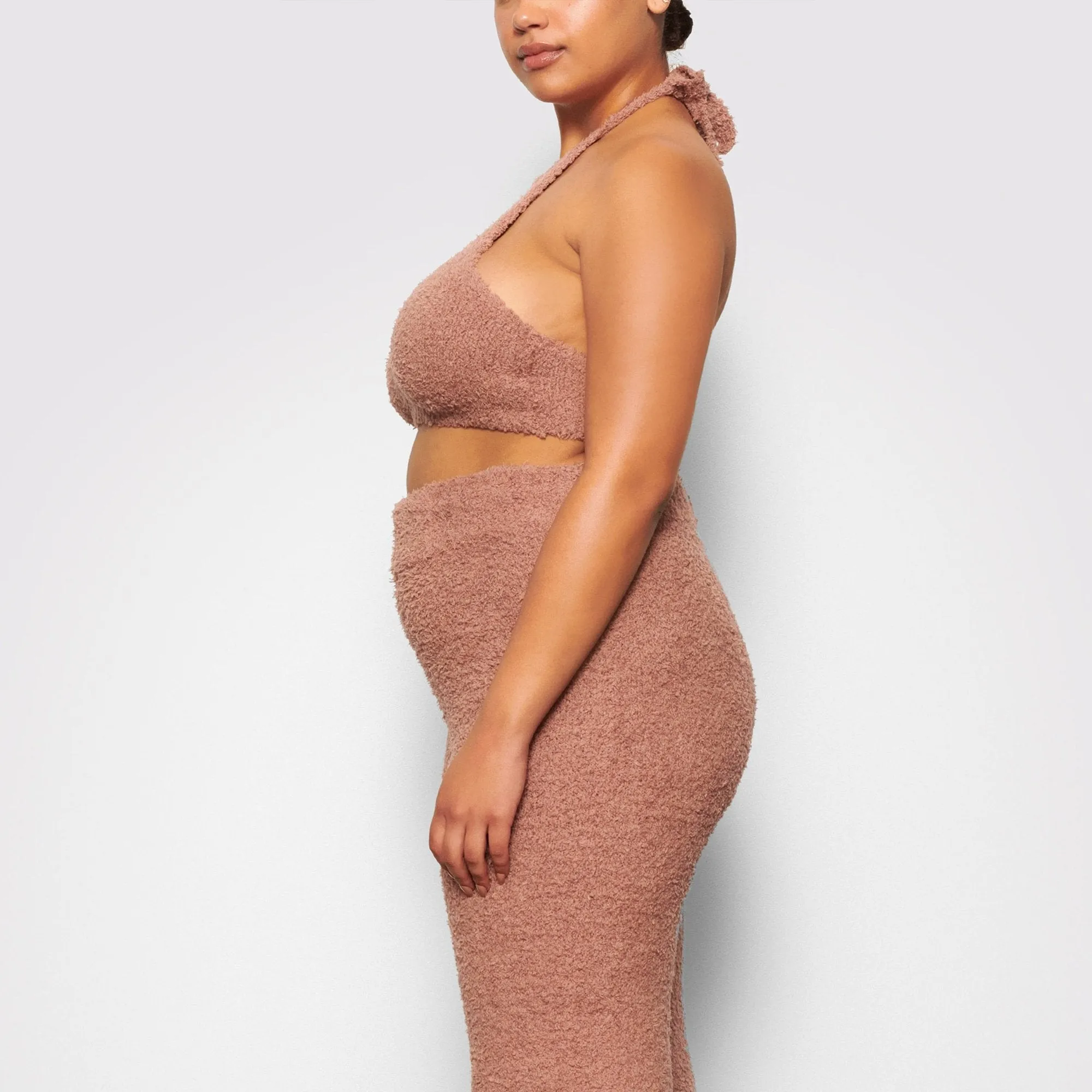 COZY KNIT HALTER BRA TOP | ROSE CLAY