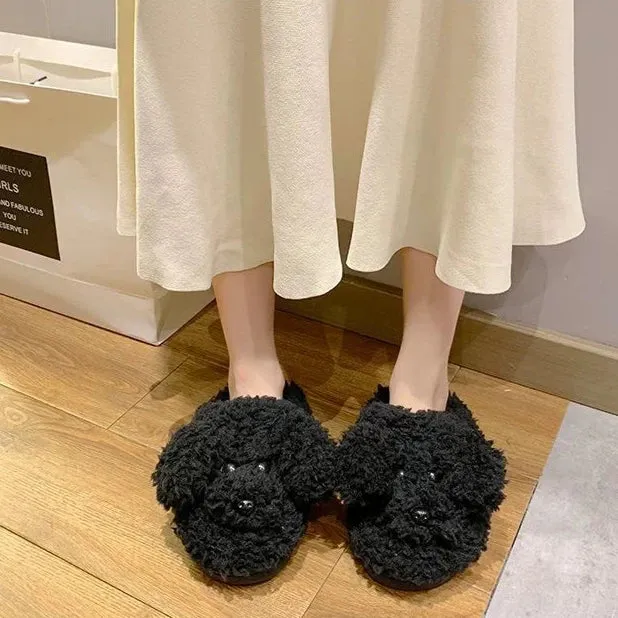 doggy Wool Slippers for Women