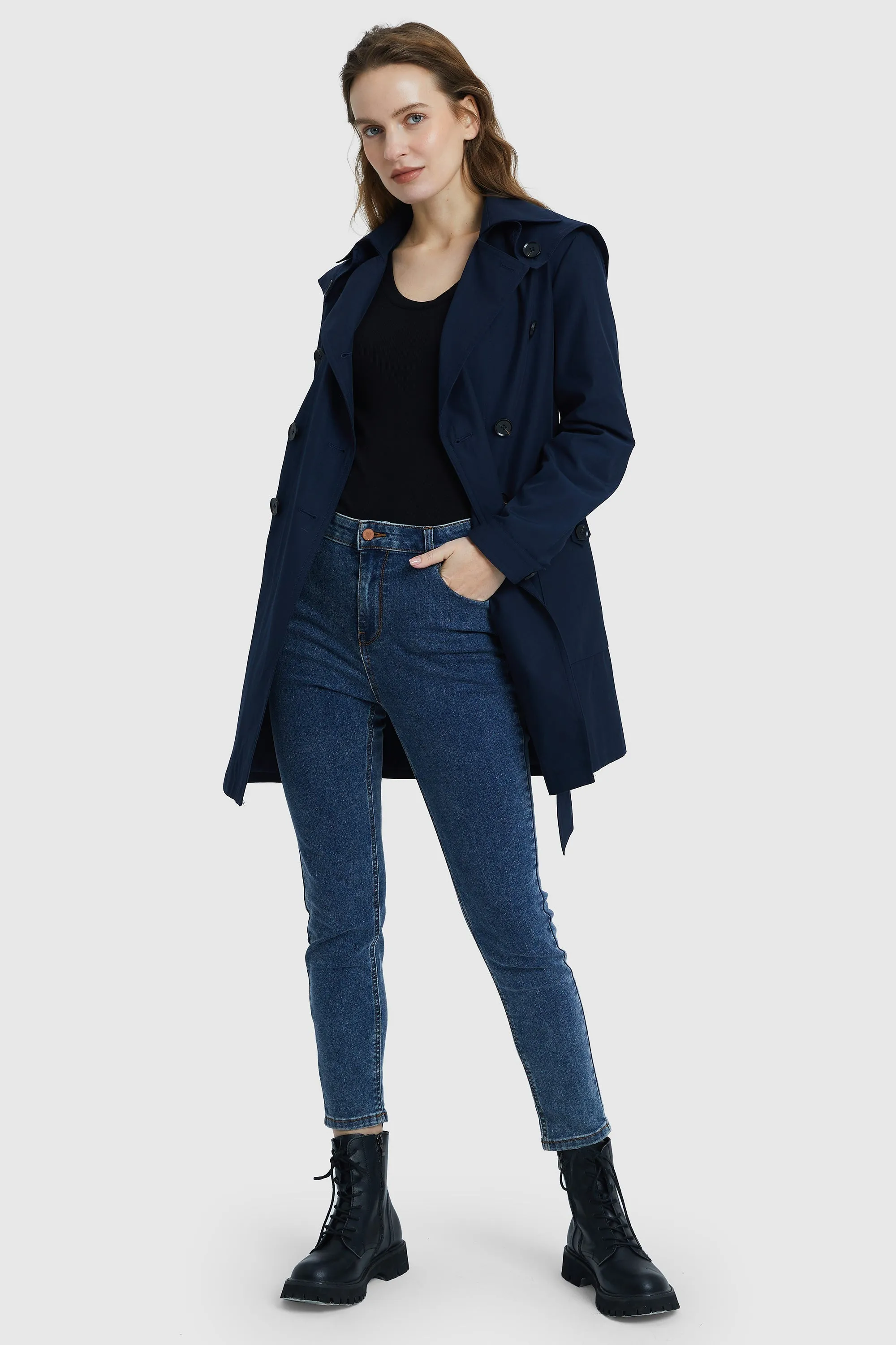 Double-Breasted Belted Lapel Trench