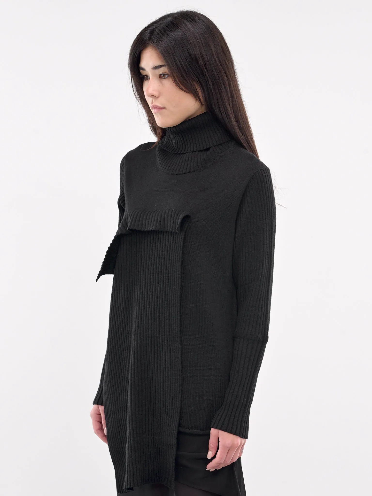 Draped Knit Turtleneck (FO-K31-183-BLACK)