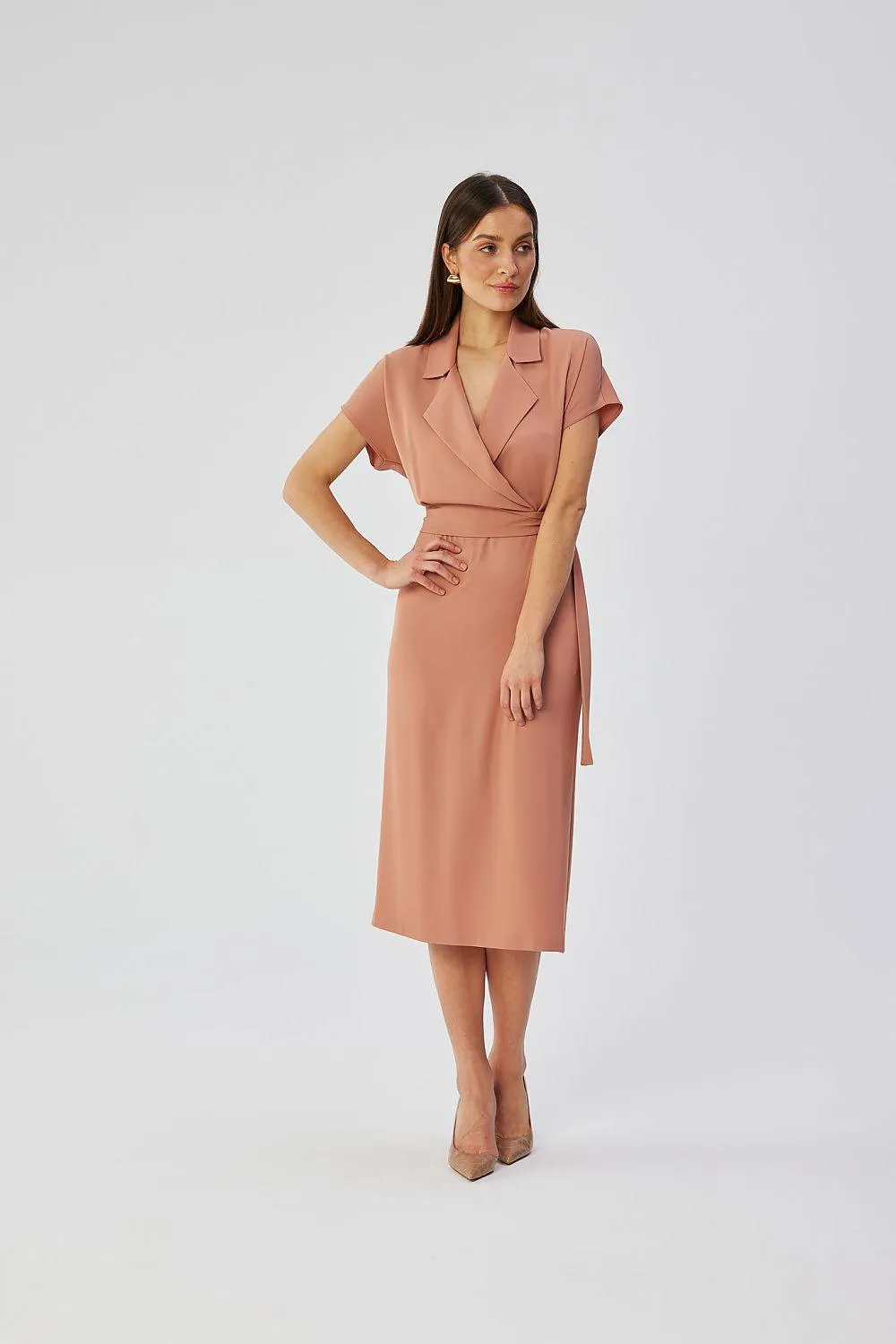 Elegant Midi Dress with Airy Kimono Sleeves - Made in Europe