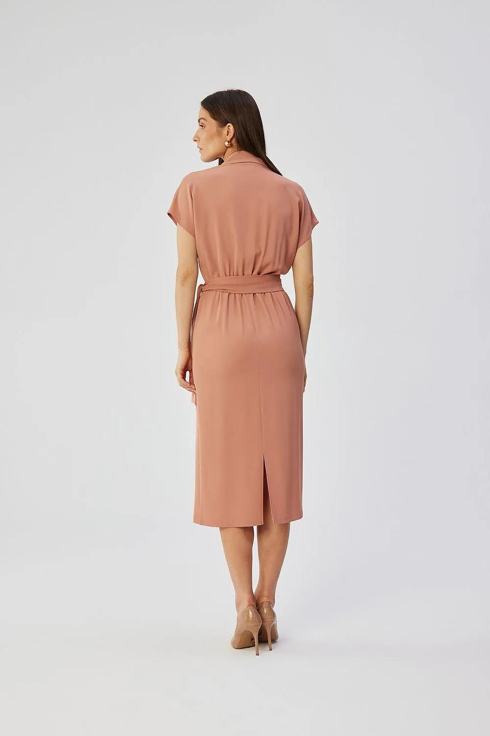 Elegant Midi Dress with Airy Kimono Sleeves - Made in Europe