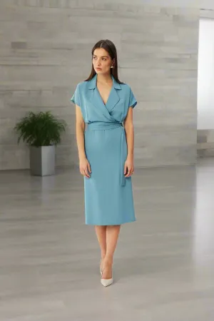 Elegant Midi Dress with Airy Kimono Sleeves - Made in Europe