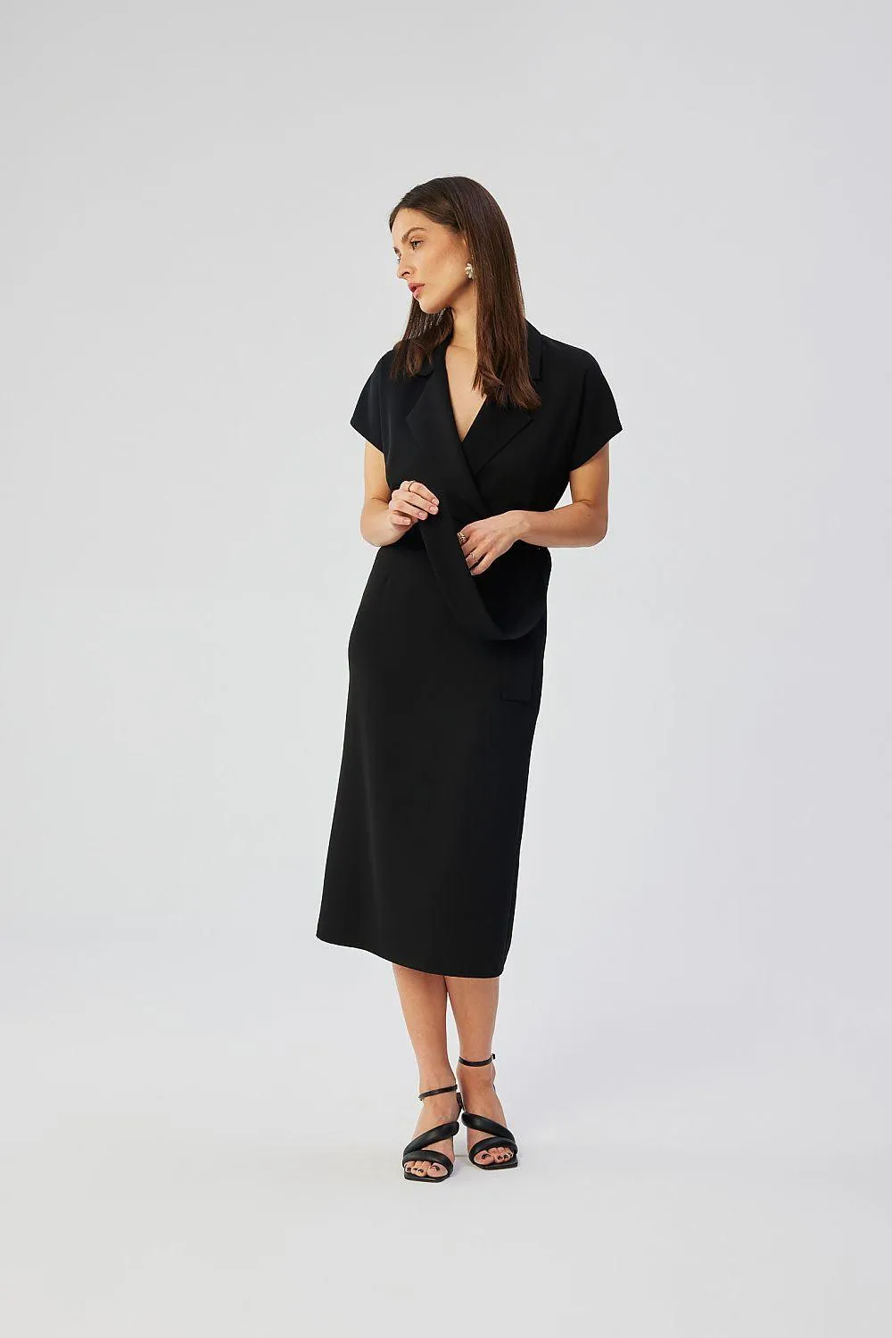 Elegant Midi Dress with Airy Kimono Sleeves - Made in Europe