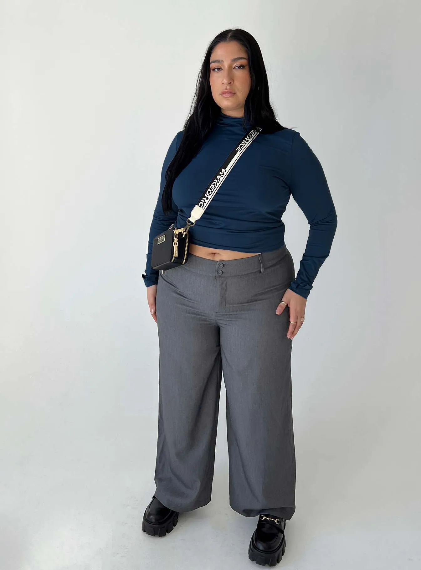 Elysium Long Sleeve Turtleneck Top Navy Curve