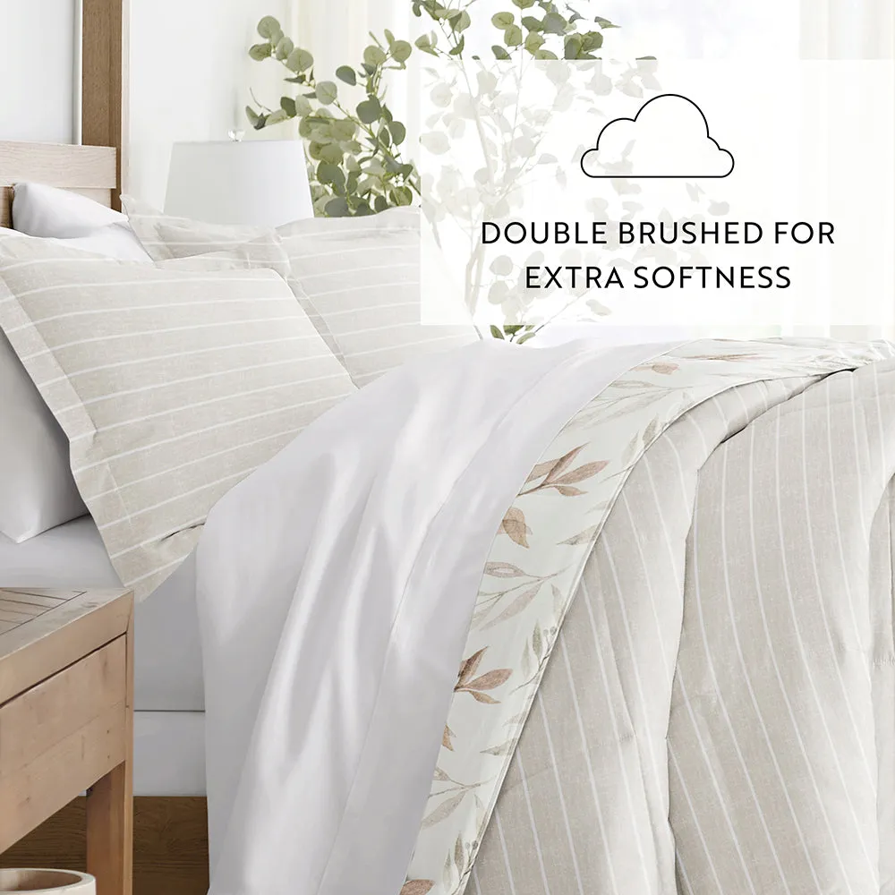 Foliage Stripe Reversible Down-Alternative Comforter Set