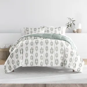 Folk Leaves Reversible Down-Alternative Comforter Set