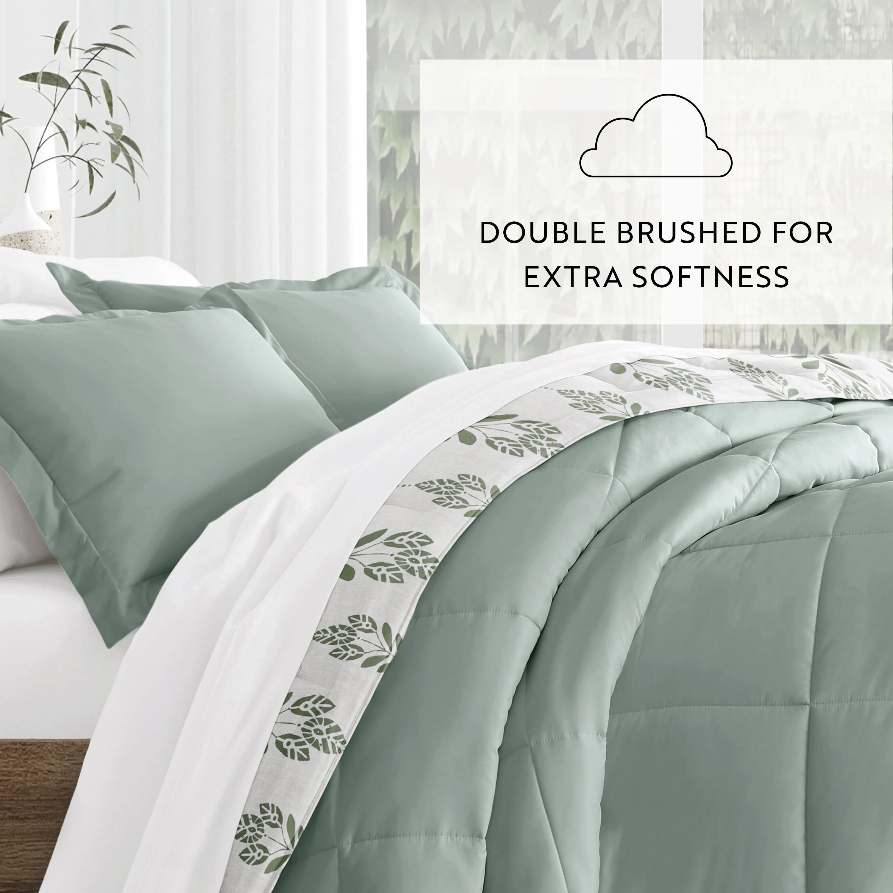 Folk Leaves Reversible Down-Alternative Comforter Set