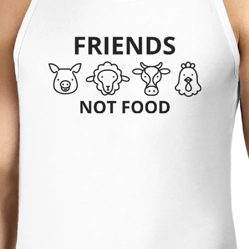 Friends Not Food White Tank Top Cute Animal Graphic Shirt For Men