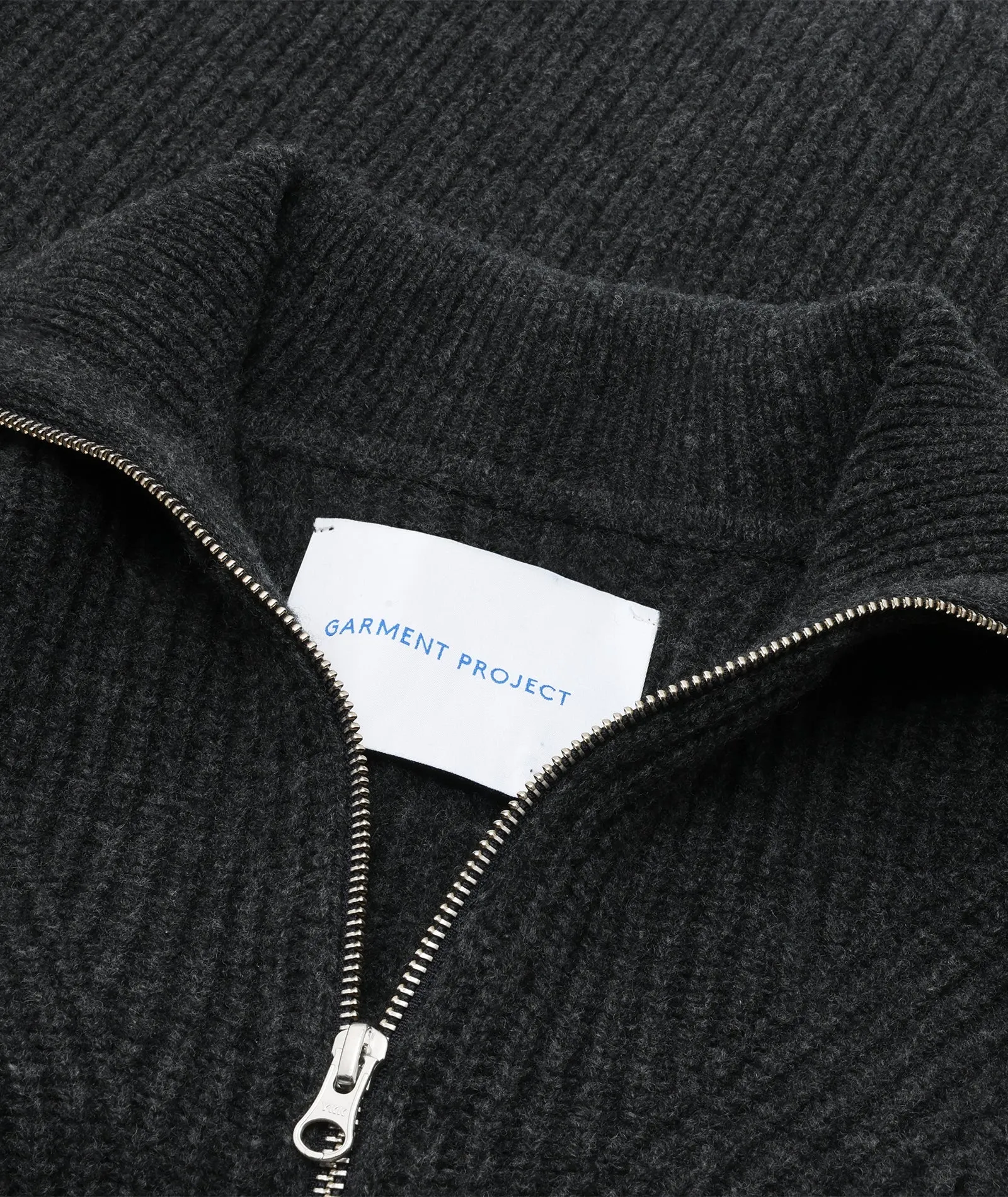 Half Zip Wool Knit - Dark Grey Melange