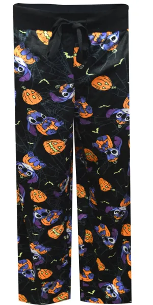 Lilo and Stitch Halloween Pumpkin Ladies Silky Fleece Loungepants