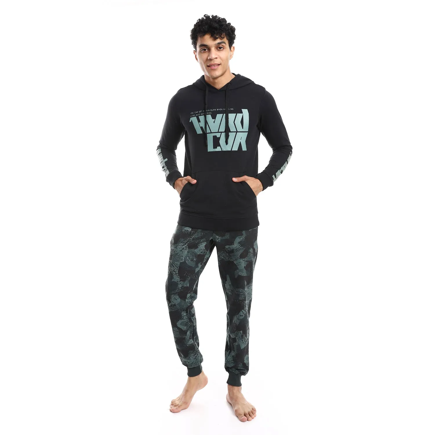 Men's Hoodie Pajama - Black