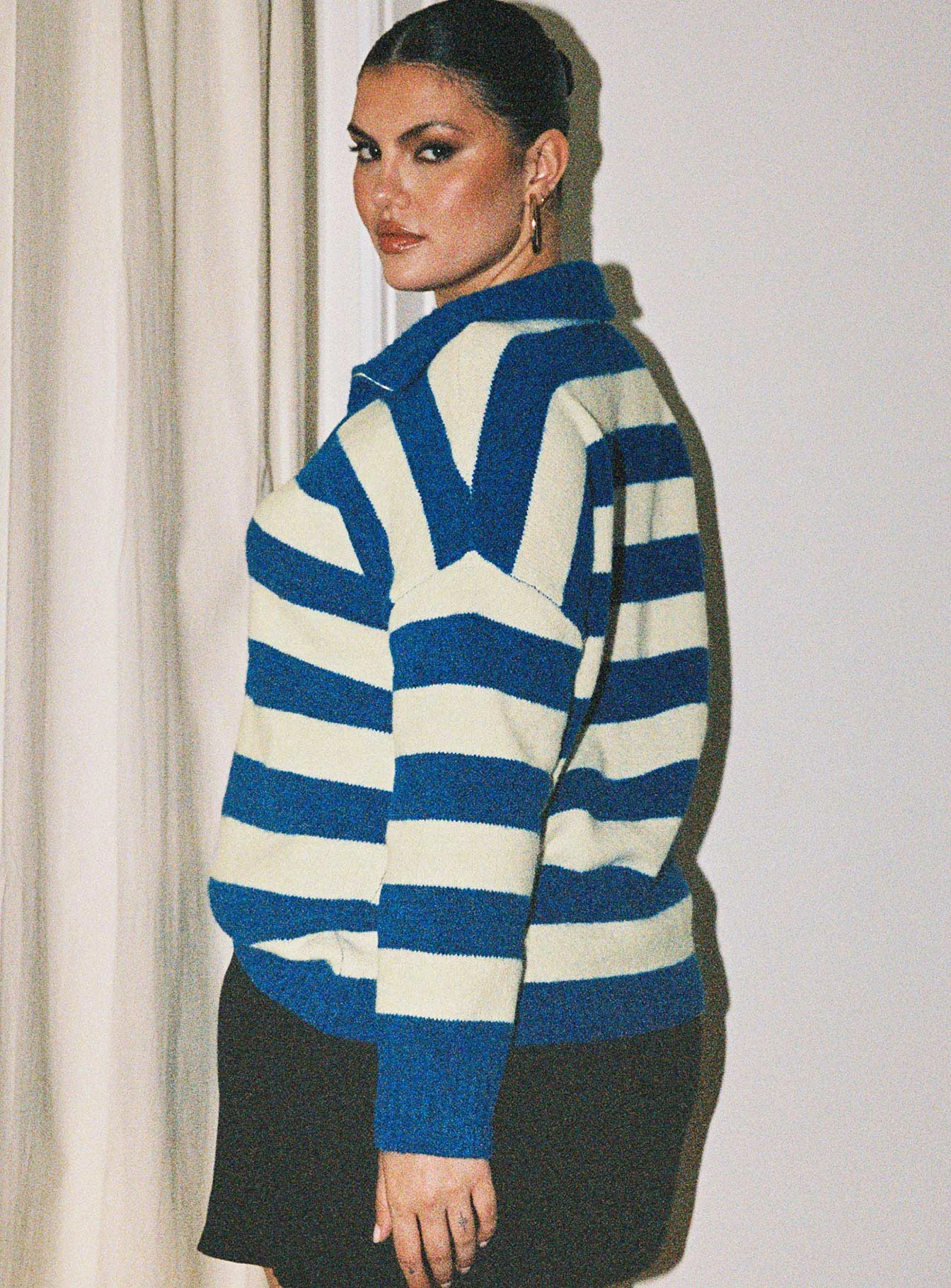 Neena Quarter Zip Jumper Blue / Cream Curve