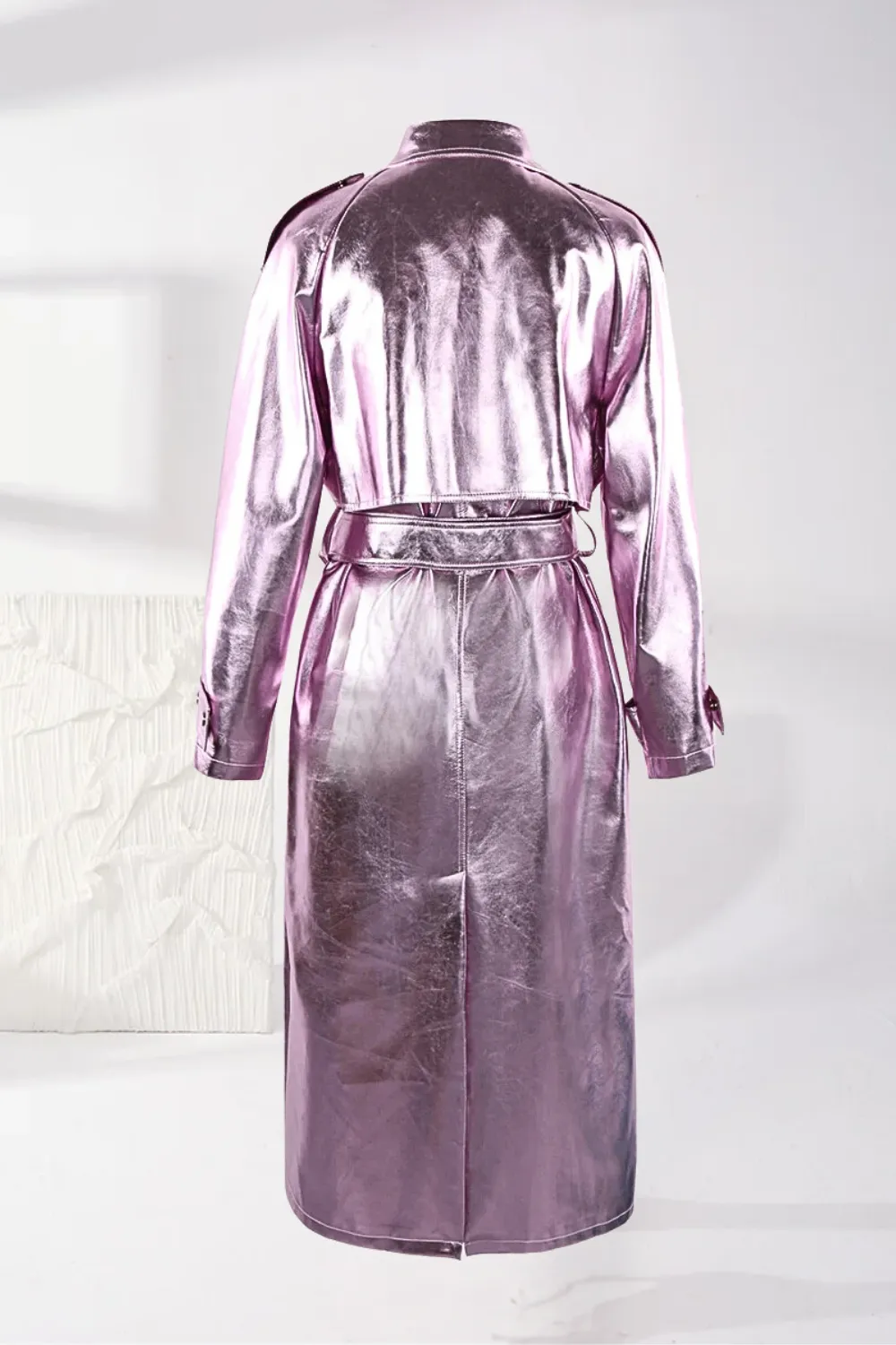 New! Retro Metallic Long Trench Coat for Women