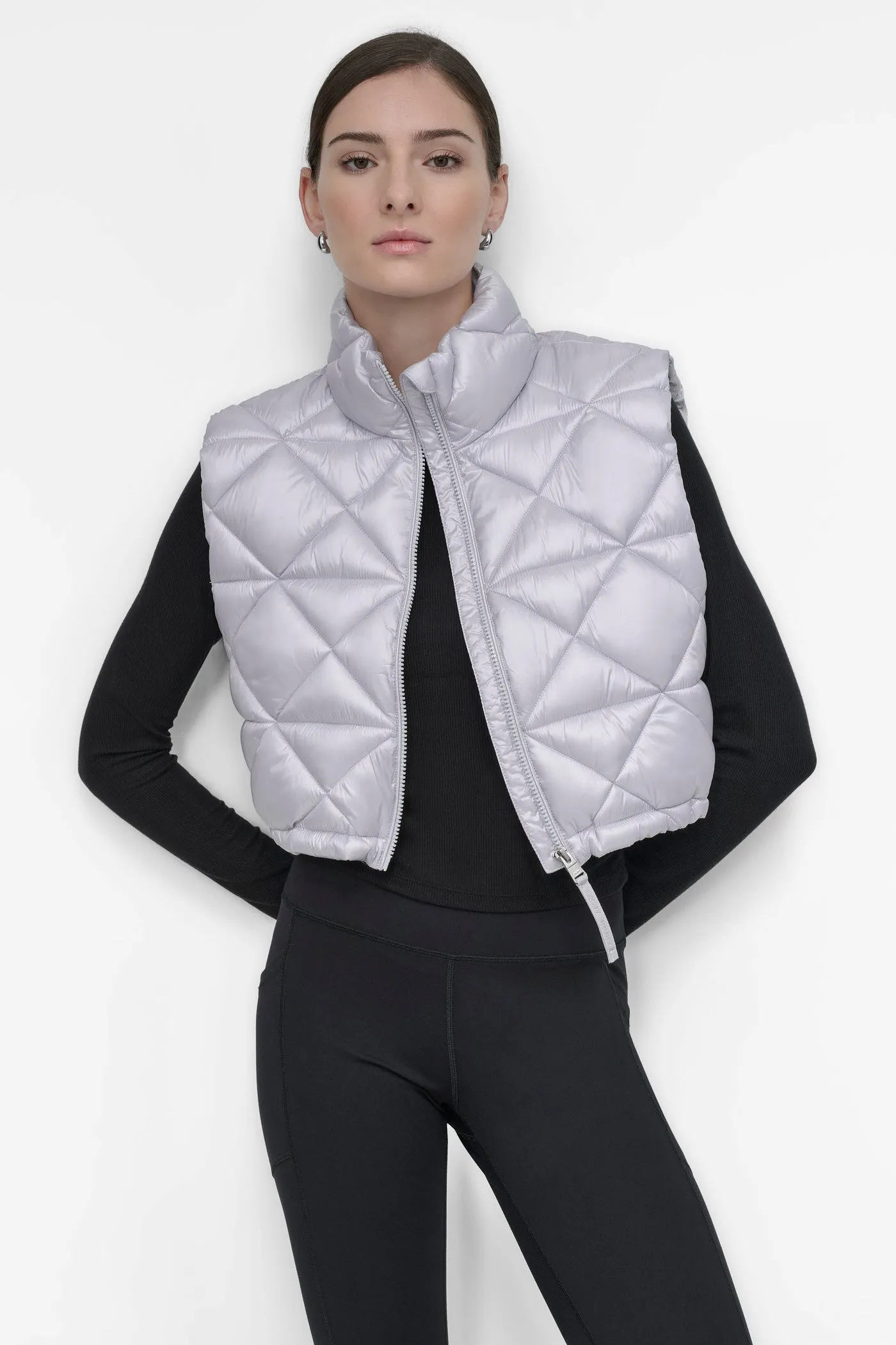 NOVELTY CROPPED DIAMOND QUILT VEST