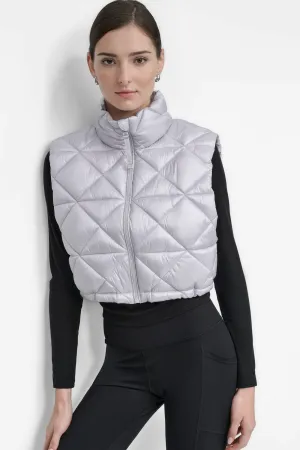 NOVELTY CROPPED DIAMOND QUILT VEST