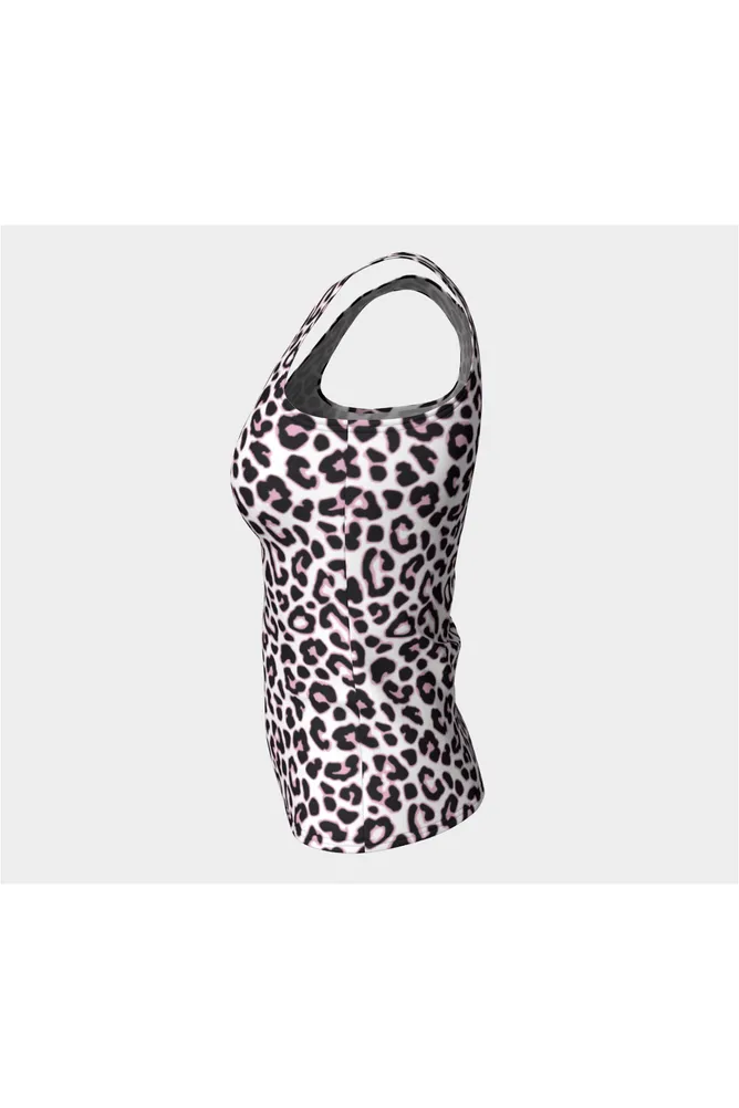 Pink Leopard Print Fitted Tank Top