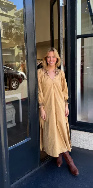 Remy Smocked Midi Caramel/Brown Dress