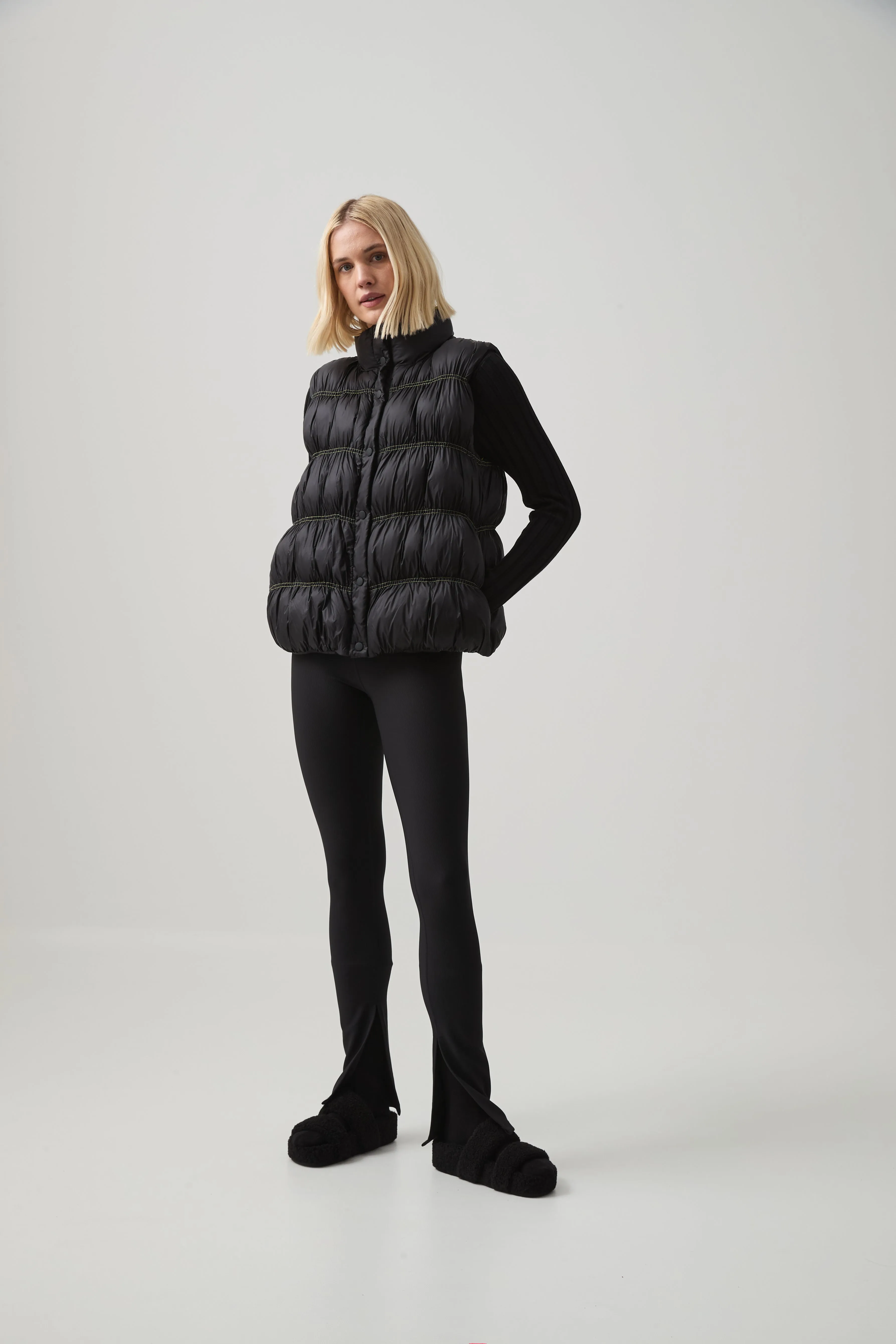 Ruched Puffer Vest 722