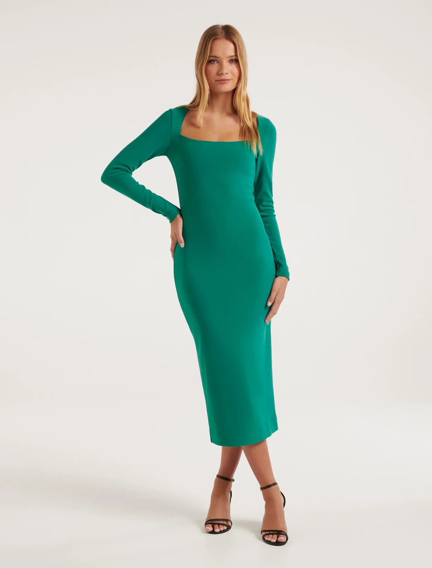 Sandra Square Neck Bodycon Midi Dress