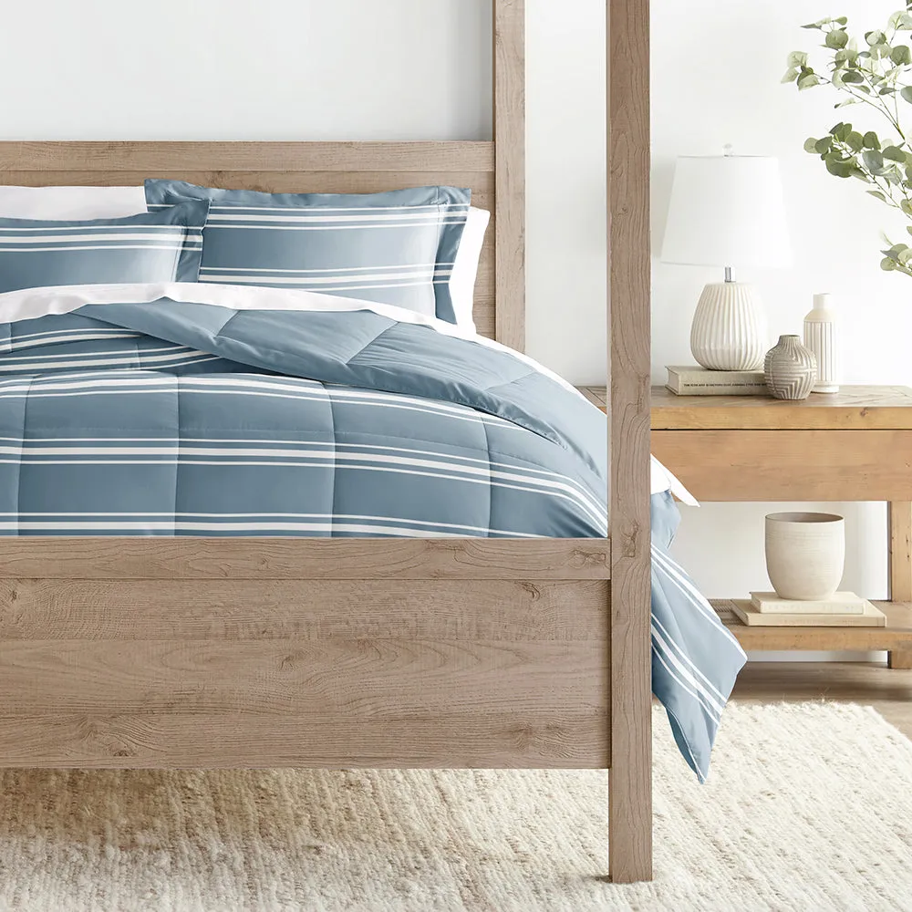 Soft Stripe Reversible Down-Alternative Comforter Set