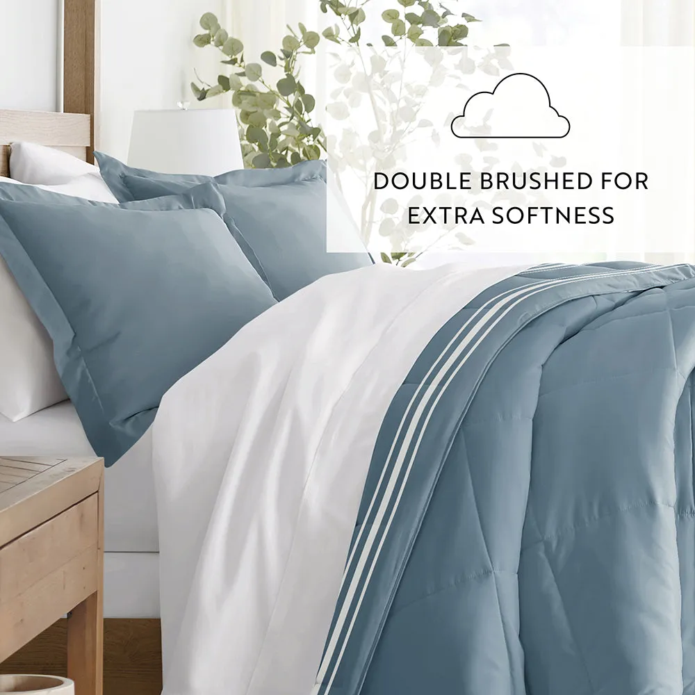 Soft Stripe Reversible Down-Alternative Comforter Set