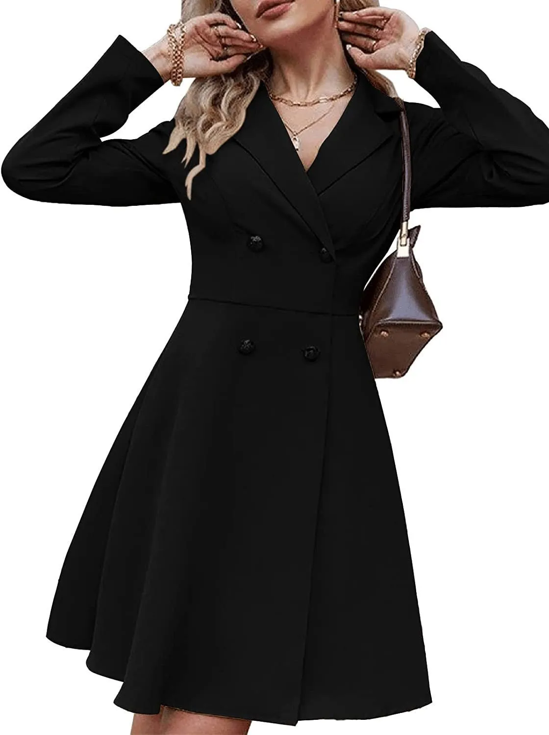 Solid Color Double Breasted Long Sleeve Trench Coat Fashion Slim Coat