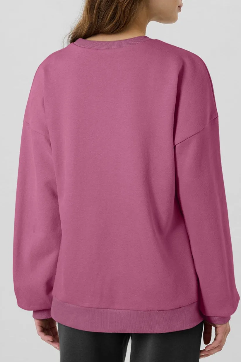 Solid Fleece Lined Pocketed Sweatshirt