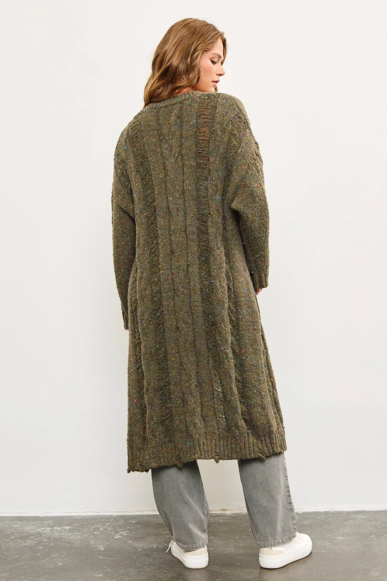 Speckled Moss Cozy Long Cardigan