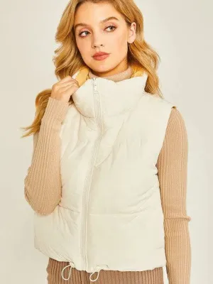 Spoil Yourself Reversible Cropped Puffer Vest